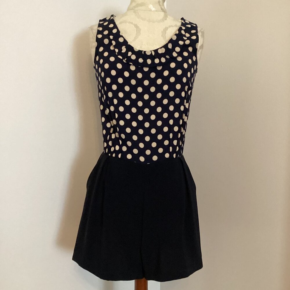 Alexander McQueen NAVY POLKA DOT ROMPER SHORTS SMALL PREPPY CLASSIC DESIGNER